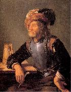 MIERIS, Frans van, the Elder Old Soldier Smoking a Pipe oil painting on canvas